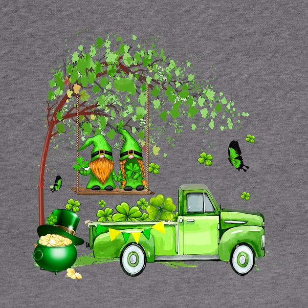 Green Gnomes Truck Shamrock Happy Saint Patricks Day by artbyhintze